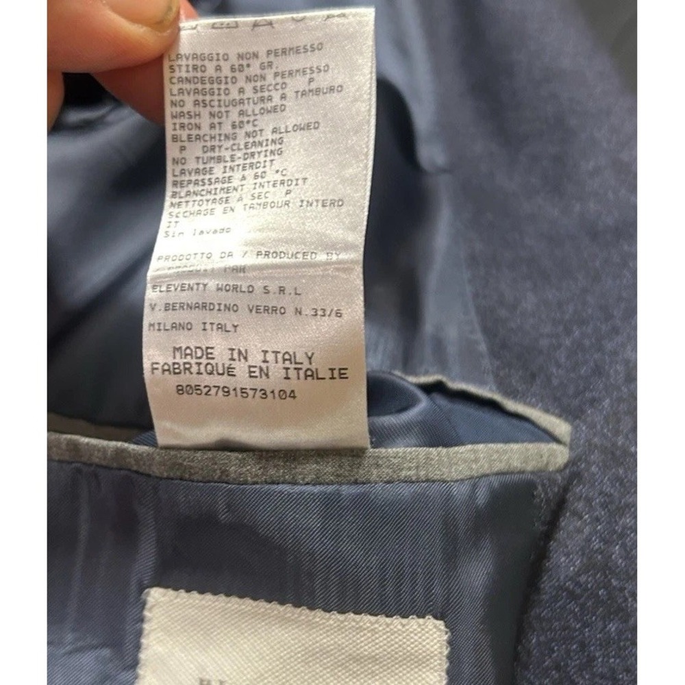Eleventy Wool Blazer Mens Sz 44R Heather Blue Unstructured Peak Lapel (Fits 40R) - Picture 7 of 14